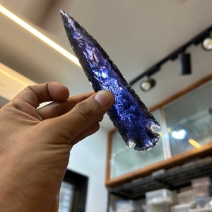 6&quot; Large Amethyst Spearhead Crystal Purple Arrowhead Crystal Healing Crescent Arrowhead Shape Gemstone