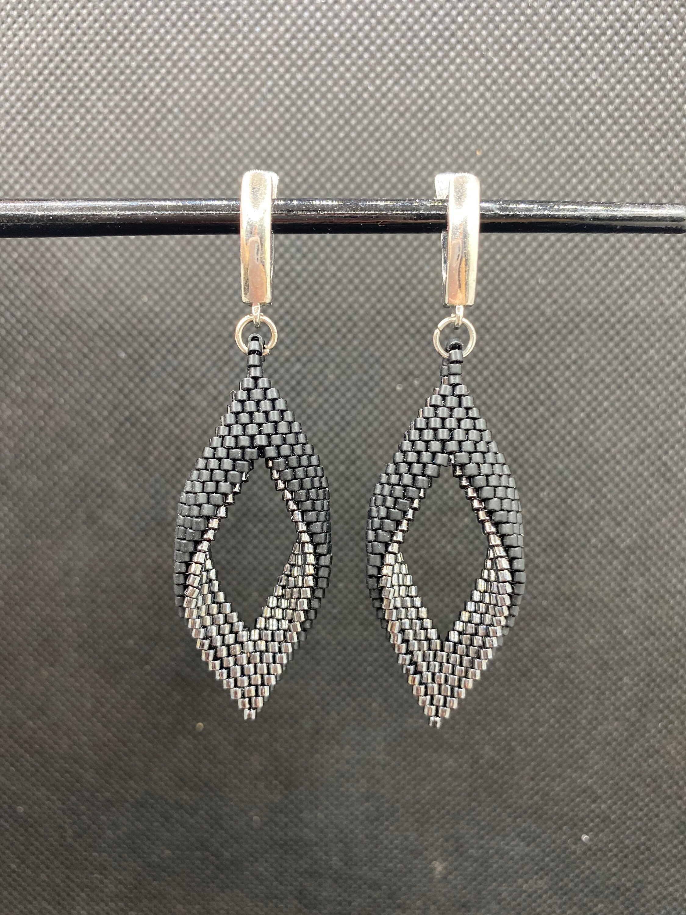 Black cool earrings statement edgy earrings matte black and Etsy