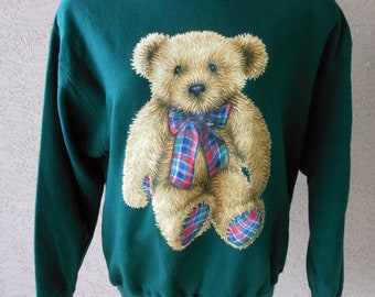 Vintage Teddy Bear Sweatshirt Size Large/10/12/14 Crewneck Grandma