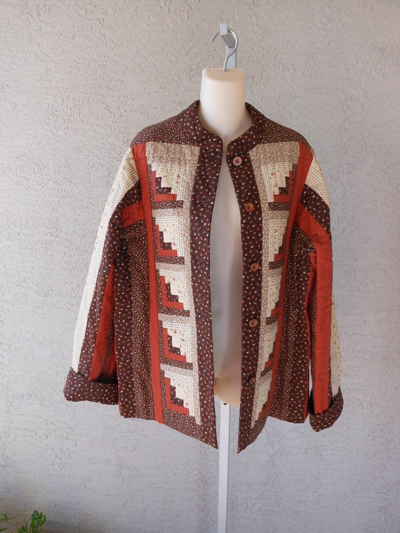 Vintage Handmade Patchwork Quilt Jacket Size S/M - image 7