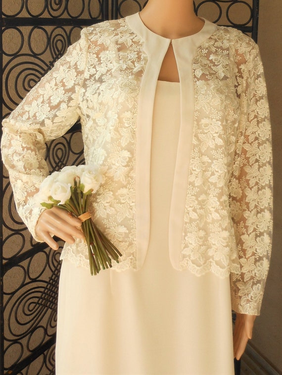 Vintage Gown Simple Bridal PETITE Size 12P Long S… - image 10