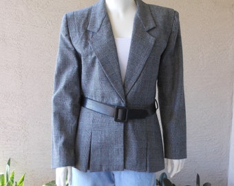 Vintage SASSON Essential Plaid Belted Jacket