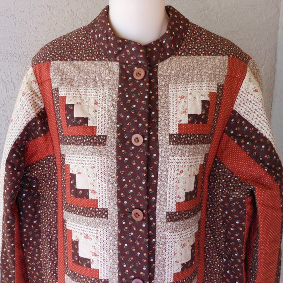 Vintage Handmade Patchwork Quilt Jacket Size S/M - image 2