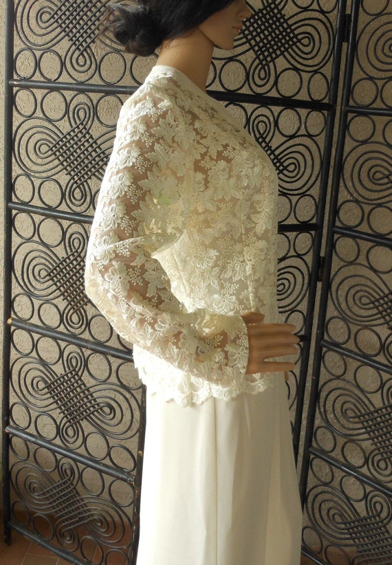 Vintage Gown Simple Bridal PETITE Size 12P Long S… - image 5