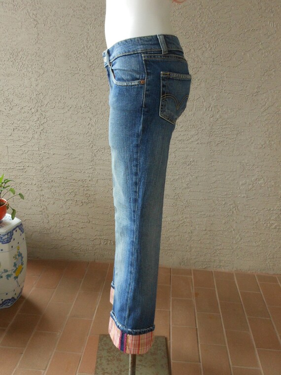 Vintage Levi's Sample Capri Jeans Pink Plaid Trim… - image 4