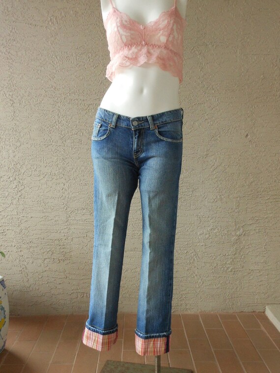 Vintage Levi's Sample Capri Jeans Pink Plaid Trim… - image 8