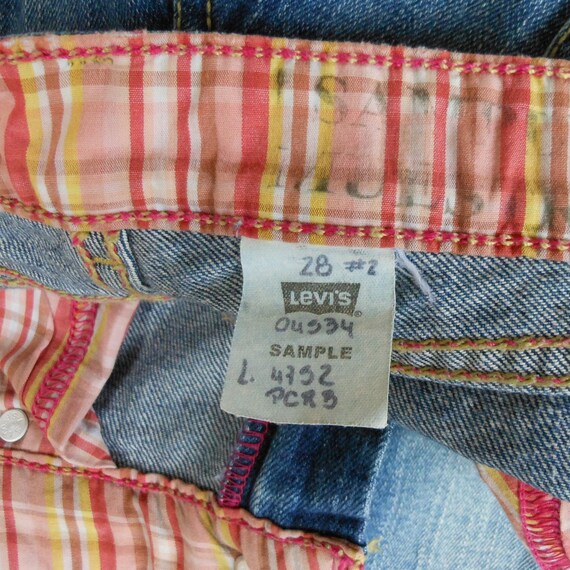 Vintage Levi's Sample Capri Jeans Pink Plaid Trim… - image 9