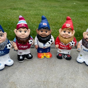 Handpainted Personalised Gnome Footballer - Any Football / Rugby Team / Kit / Player / Fan - birthday gift