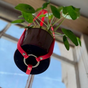 Neon pink Vegan Leather Plant Hanger