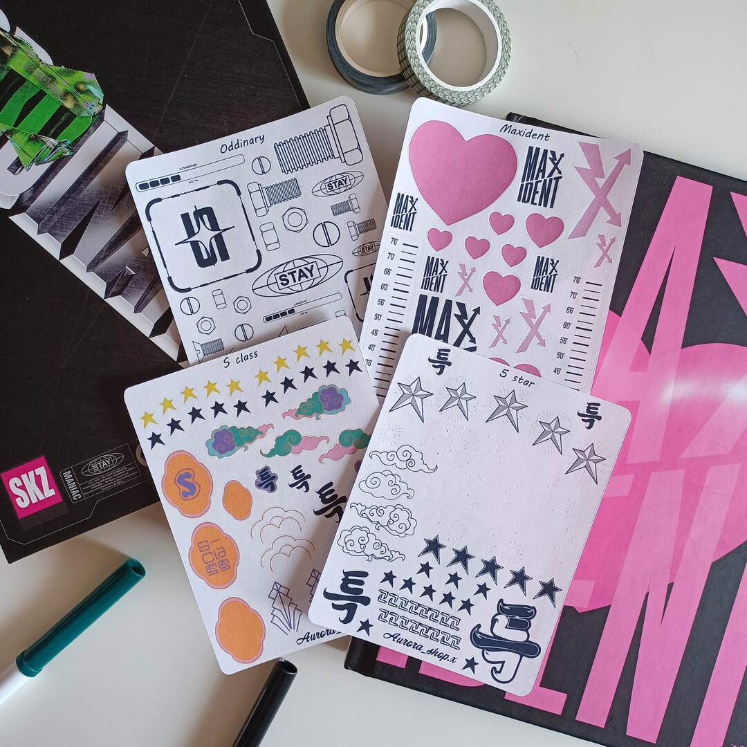 Stray kids sticker sheets oddinary maxident s class 5 star etsy