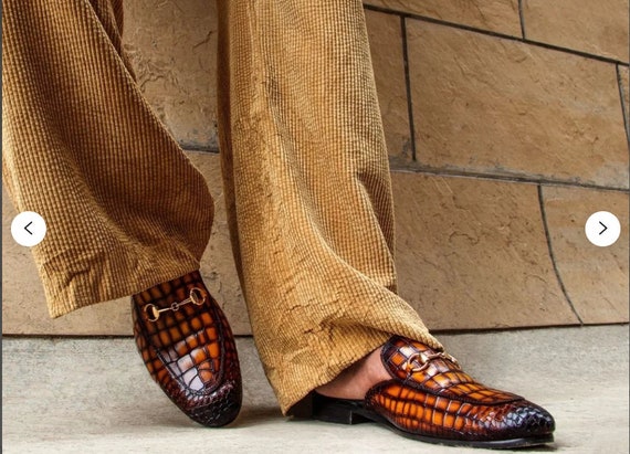 Handmade Men Crocodile Textured Leather Mules Mule Shoes -  Sweden