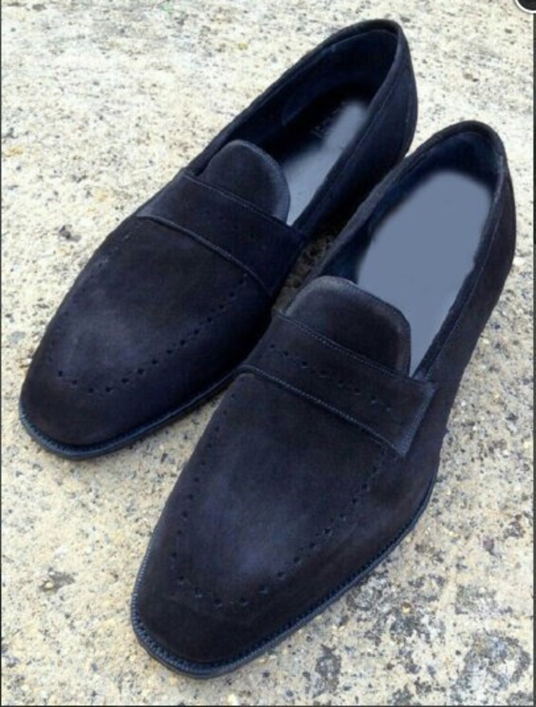 Men Handmade Navy Blue Suede Leather Loafer Shoes Formal - Etsy
