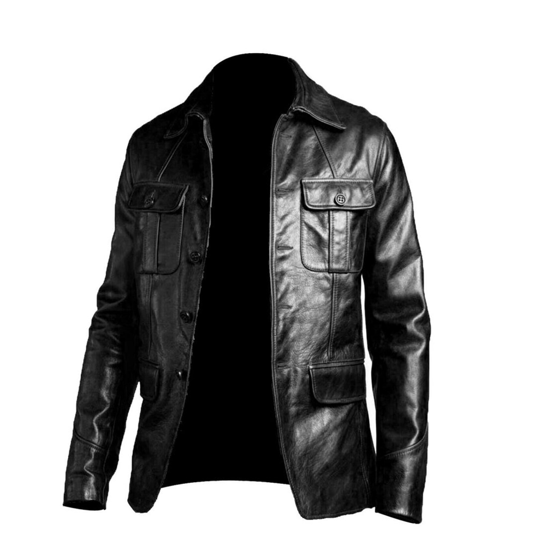 Men Black Leather Jacket Coat Winter Men Fashion Etsy