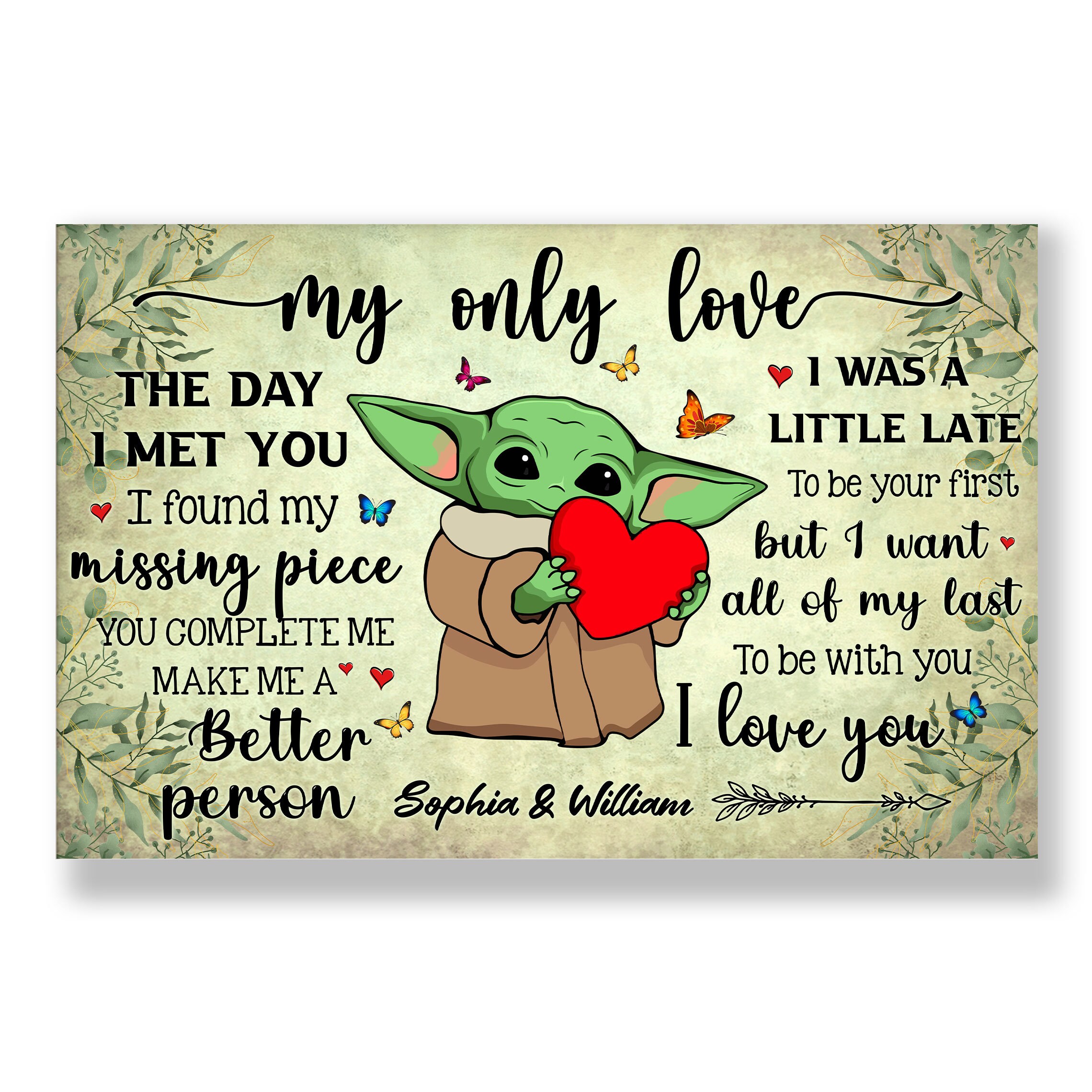 Baby Yoda Love Personalized Poster Mandalorian The Child Etsy