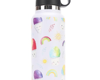 Insulated Water Bottle 32oz Shave Ice White