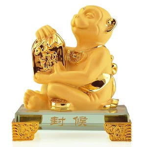 2026 Chinese Zodiac Monkey Year Golden Resin Collectible Figurines Table Decor Statue Small