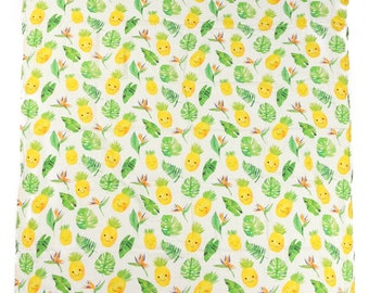 Baby Muslin Swaddle Pineapple Monstera White