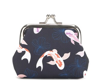 Grande pochette pour pièce de monnaie Koi bleu marine