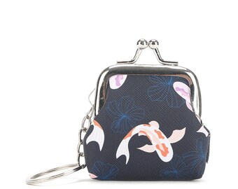 Petite pochette pour pièce de monnaie Koi bleu marine