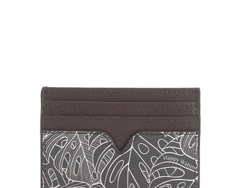 Porte Cartes Meilany Monstera Lines Gris