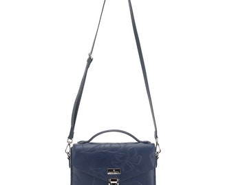 Satchel Alice Kalo En Relieve Azul Marino