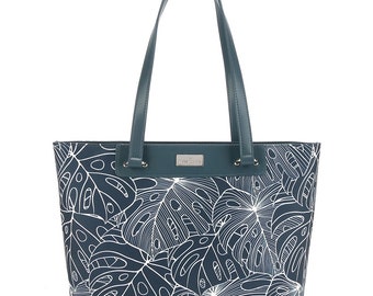 Borsa tote grande Ke'olu Monstera Lines Navy