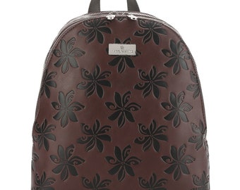 Backpack Tiffany Tiare Embossed Brown-Black