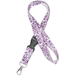 Schlüsselband/Lanyard Hibiskus lila