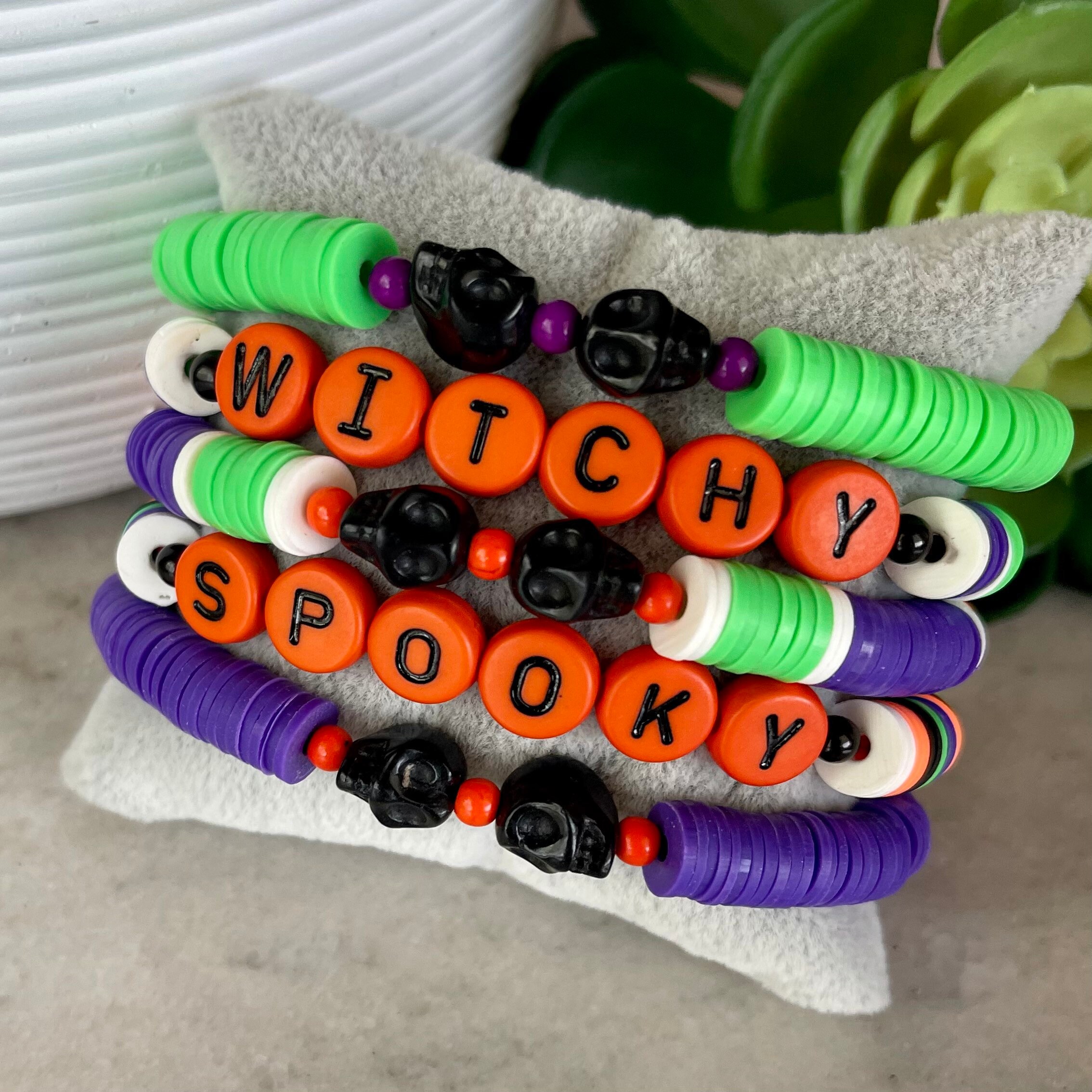 8mm Heishi Halloween Skull Bracelet / Halloween African Disk / Etsy