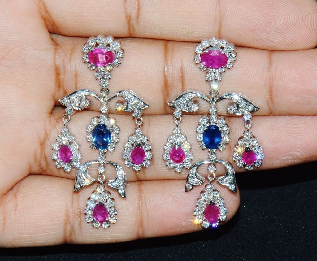 Natural 31cts VS F Diamond Ruby Sapphire 18K Solid Gold | Etsy