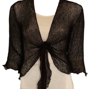 Women's Cropped 3/4 Sleeve Knit Cardigan - Open Front Bolero Shrug For Dresses