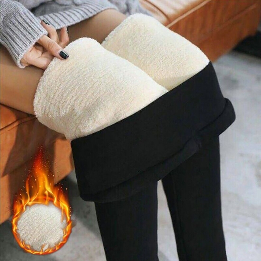 Fleece Leggings for Women, Skin Colour Thick Warm Winter Leggings