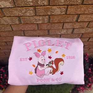 Pooh and Friends Embroidered Sweatshirt, Winnie-the-Pooh, Tigger, Piglet, Eeyore, Cartoon Shirt, Gift For Friends, Bear Shirt, Fall Sweater