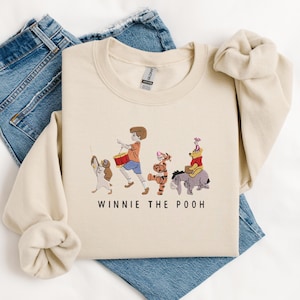 Sweat brodé ourson et ses amis, Winnie l'ourson, tigrou, porcelet, Bourriquet, chemise dessin animé, cadeau pour amis, chemise ours, pull d'automne