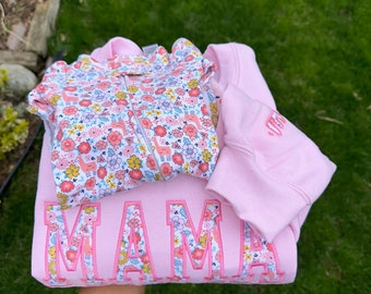 Mama Embroidered Baby Outfit Keepsake Applique Sweatshirt | Simple Mama Pullover, Gift for Mom, Personalized Mama Shirt, Mother’s Day , Mama