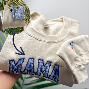 Mama Embroidered Baby Outfit Keepsake Applique Sweatshirt | Simple Mama Pullover, Gift for Mom, Personalized Mama Shirt