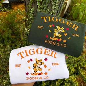 Pooh und Freunde besticktes Sweatshirt, Winnie-the-Pooh, Tigger, Ferkel, Eeyore, Cartoon Shirt, Geschenk für Freunde, Bär Shirt, Herbst Pullover