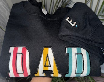 Dad Embroidered Baby Outfit Keepsake Applique Sweatshirt | Simple Dad Pullover, Gift for Dad, Personalized Dad Shirt