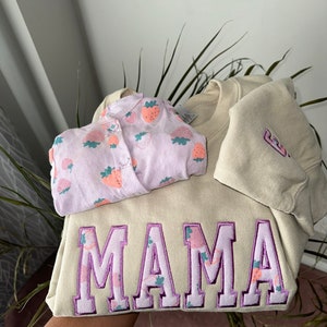 Mama Embroidered Baby Outfit Keepsake Applique Sweatshirt | Simple Mama Pullover, Gift for Mom, Personalized Mama Shirt