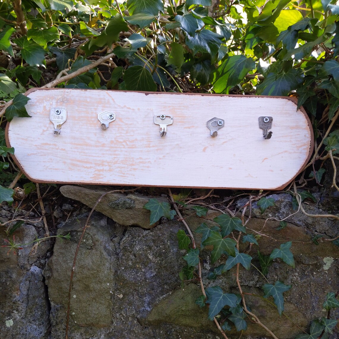 Key Rack 5 Hook Rack Old Keys Repurposed Key Hooks Etsy