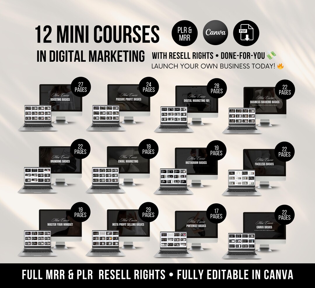 Digital Marketing Course Bundle: 12 Mini-courses, Canva Templates ...
