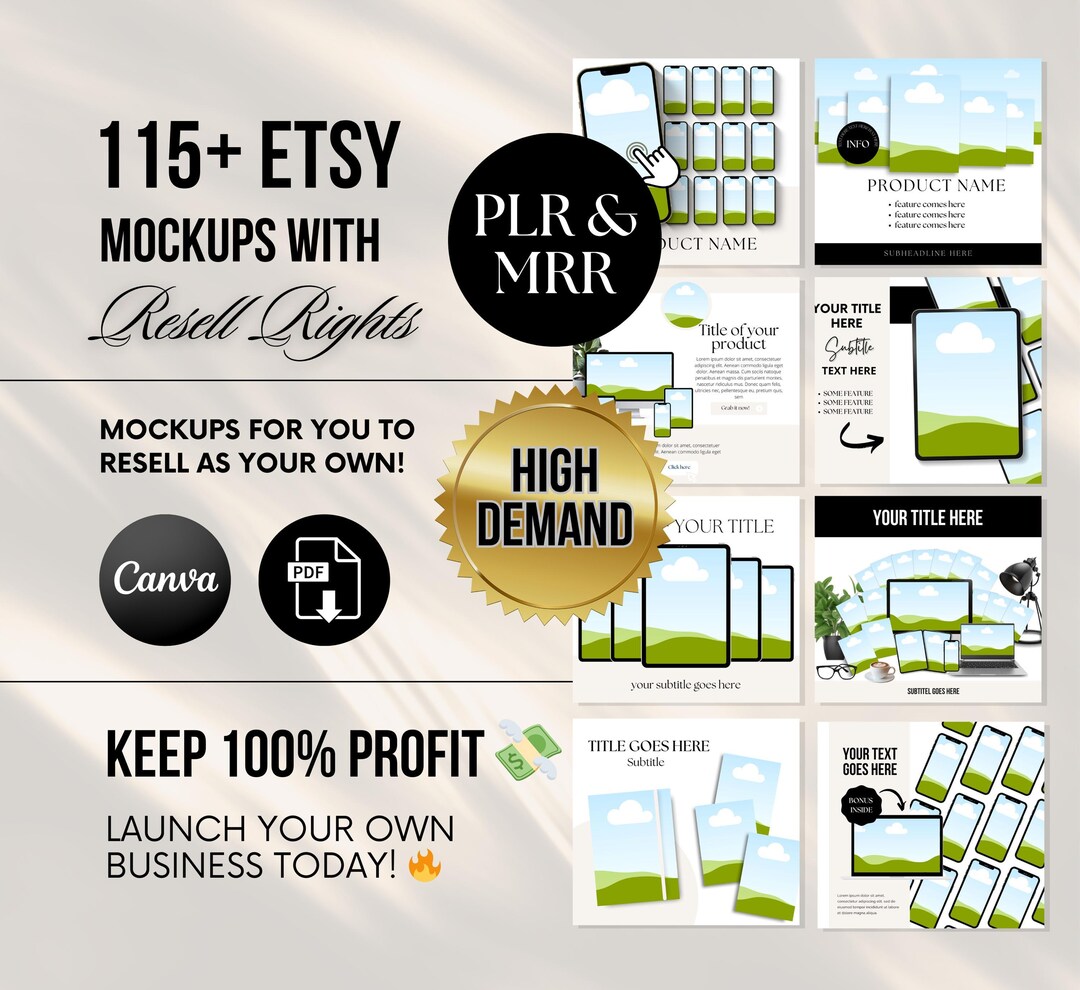 115+ Etsy Listing Mockup Canva Template Bundle, PLR/MRR Digital ...