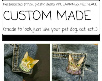 Handmade Personalized Custom Pet Earrings/Keychain/Pin/Necklace/Magnet/Pendant ect.