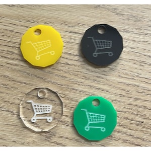 Trolley Coin Token Removable Supermarket 1 One Pound Shopping Cart Holder
