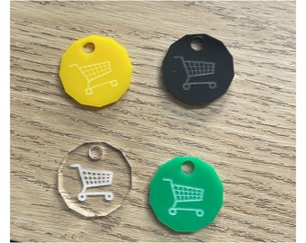 Trolley Coin Token Removable Supermarket 1 One Pound Shopping Cart Holder