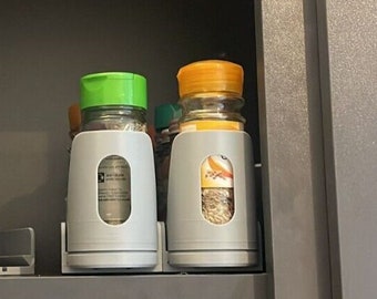 Pull Out Rotating Jar Spice Rack 1 Tier Kitchen Storage Holder Cabinet Organiser