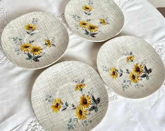 Vintage J&G Meakin Summertime 15 cm Saucers – Floral Ironstone, Set of 4