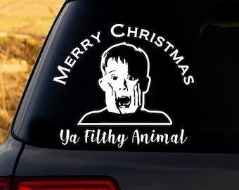 Home Alone Decal | Merry Christmas Ya Filthy Animal | Christmas decal | Sticker for Car Window | Sticker for Laptop | Christmas Movie