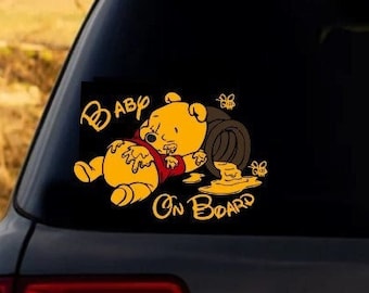Winnie The Pooh | Winnie The Pooh Decal | Baby Winnie The Pooh On Board | Baby On Board | Car Decal