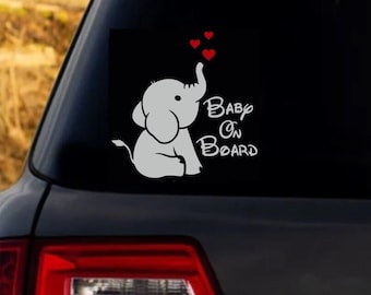 Baby Elephant On Board | Baby Elephant Decal | Elephant Decal | Baby On Board | Car Decal